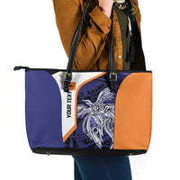 Personalised PNG New Ireland Leather Tote Bag Bird of Paradise Tattoo Flag Motif - Polynesian Pride