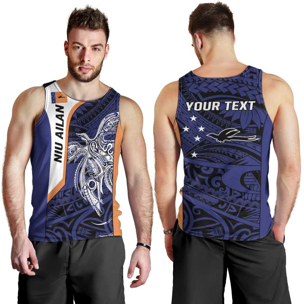 Personalised PNG New Ireland Men Tank Top Bird of Paradise Tattoo Flag Motif - Polynesian Pride