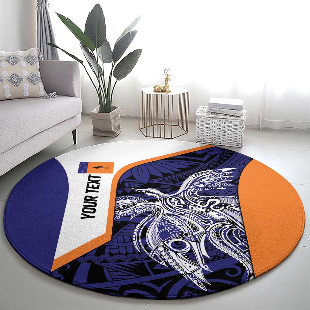 Personalised PNG New Ireland Round Carpet Bird of Paradise Tattoo Flag Motif - Polynesian Pride