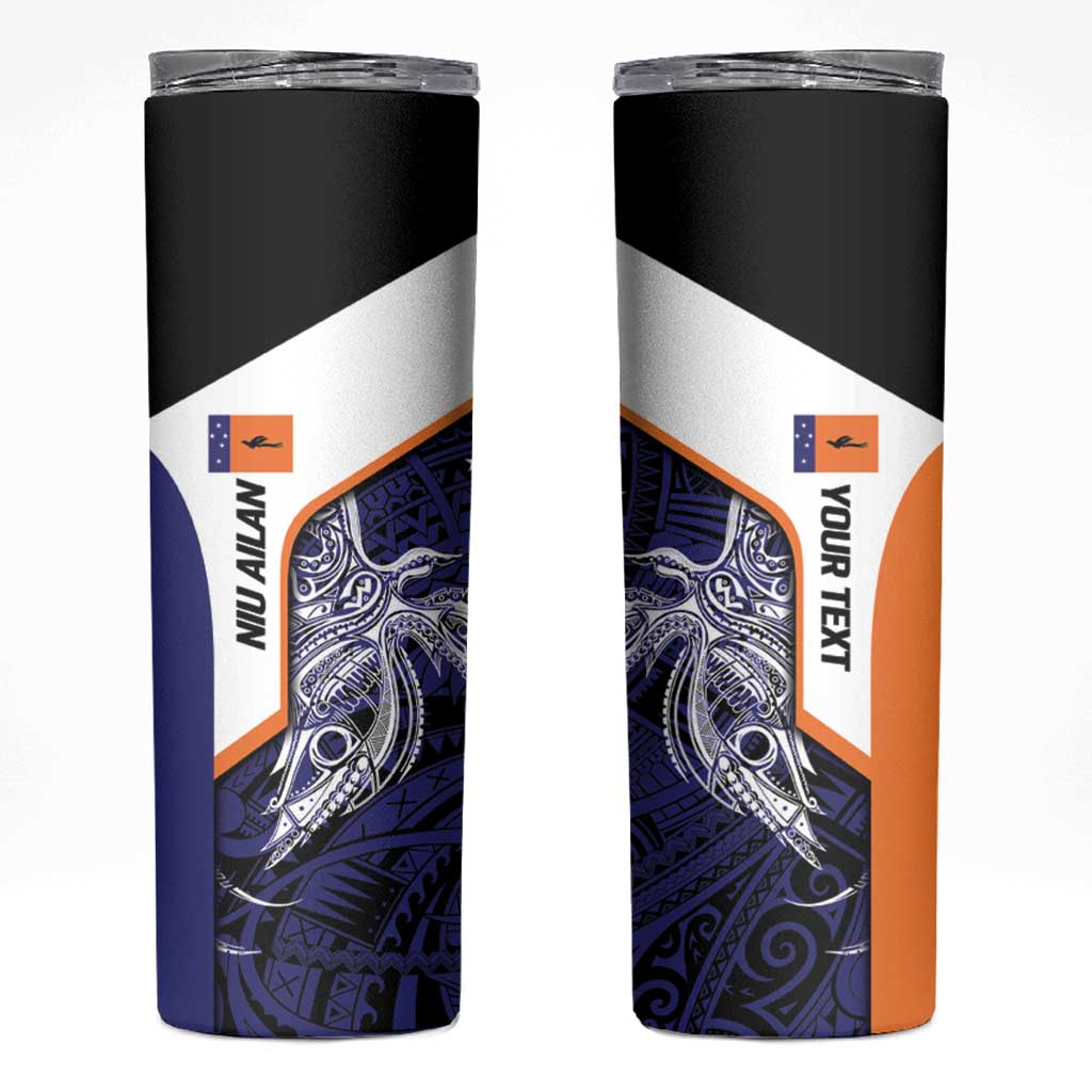 Personalised PNG New Ireland Skinny Tumbler Bird of Paradise Tattoo Flag Motif - Polynesian Pride