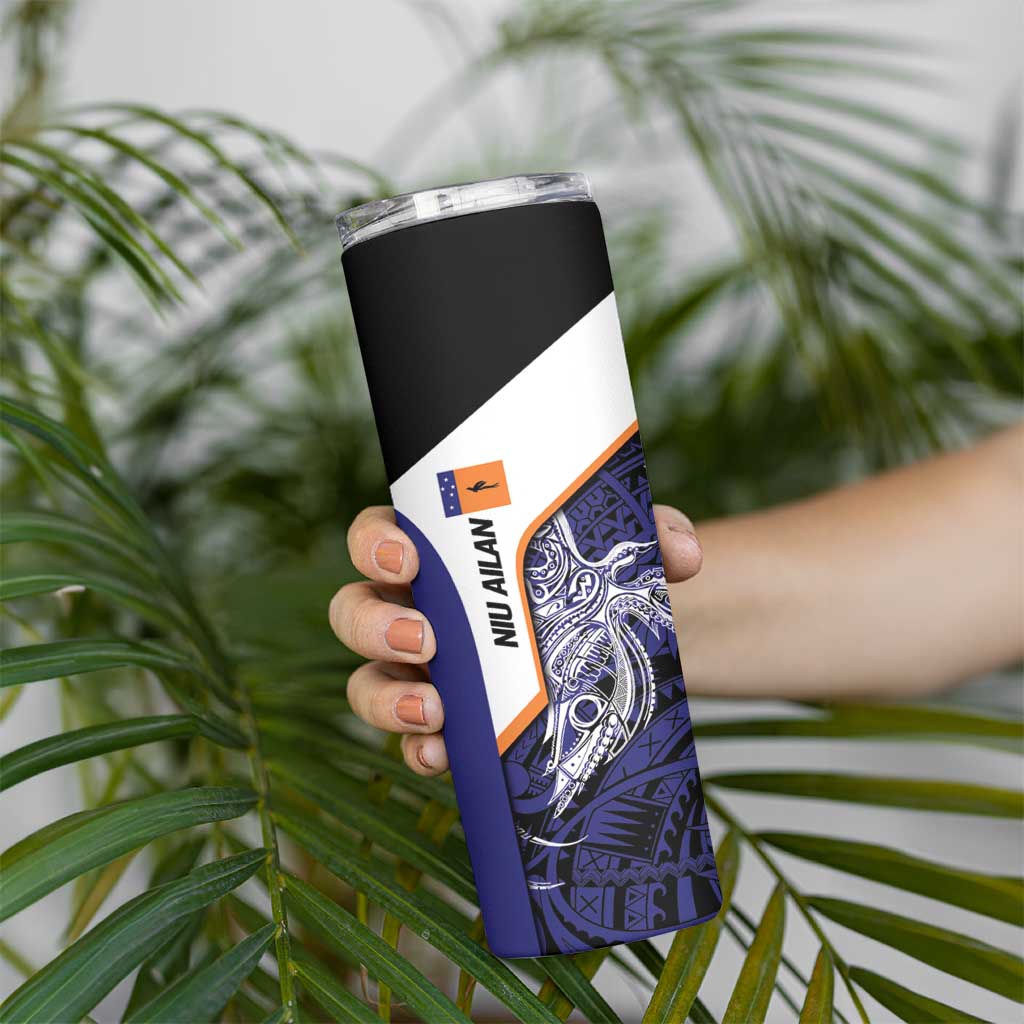 Personalised PNG New Ireland Skinny Tumbler Bird of Paradise Tattoo Flag Motif - Polynesian Pride