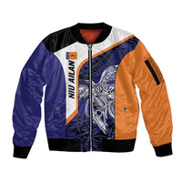 Personalised PNG New Ireland Sleeve Zip Bomber Jacket Bird of Paradise Tattoo Flag Motif - Polynesian Pride