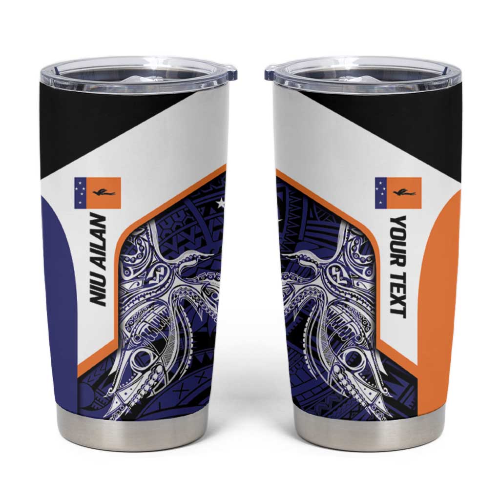 Personalised PNG New Ireland Tumbler Cup Bird of Paradise Tattoo Flag Motif - Polynesian Pride