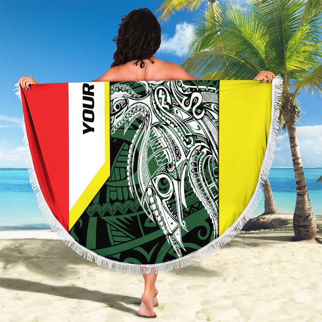Personalised PNG Oro Province Beach Blanket Bird of Paradise Tattoo Flag Motif - Polynesian Pride