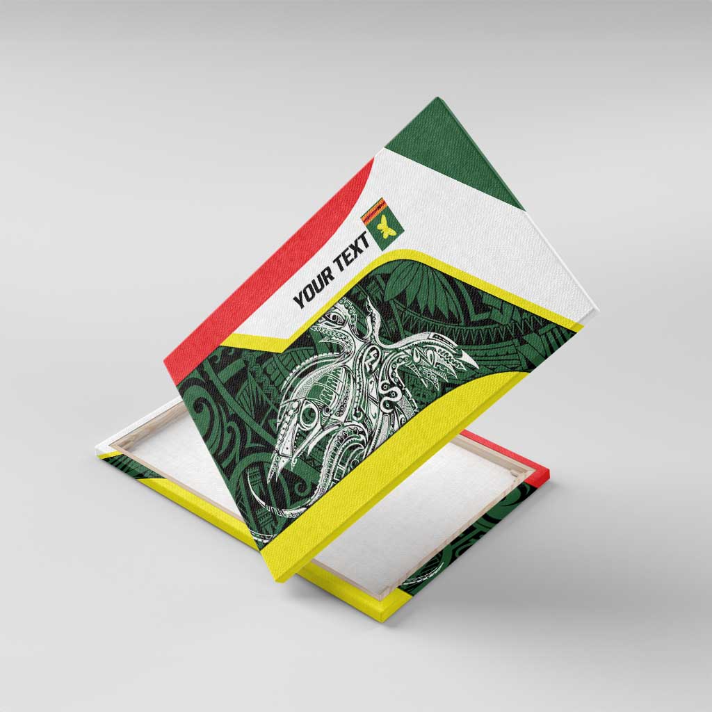 Personalised PNG Oro Province Canvas Wall Art Bird of Paradise Tattoo Flag Motif - Polynesian Pride