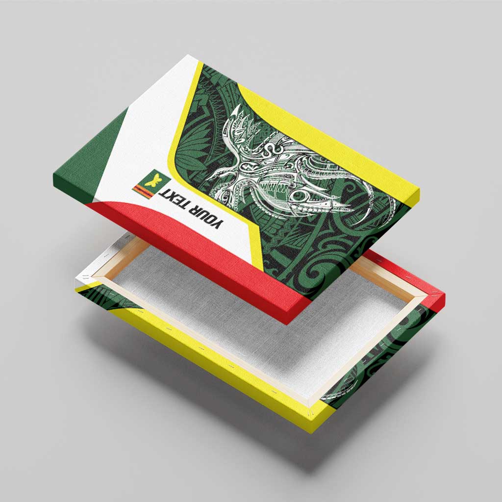 Personalised PNG Oro Province Canvas Wall Art Bird of Paradise Tattoo Flag Motif - Polynesian Pride