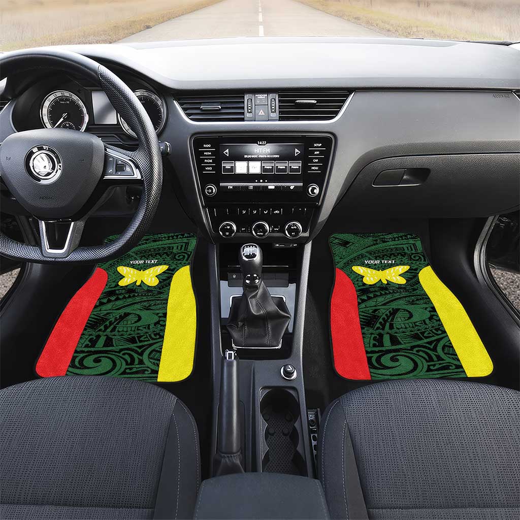 Personalised PNG Oro Province Car Mats Bird of Paradise Tattoo Flag Motif - Polynesian Pride