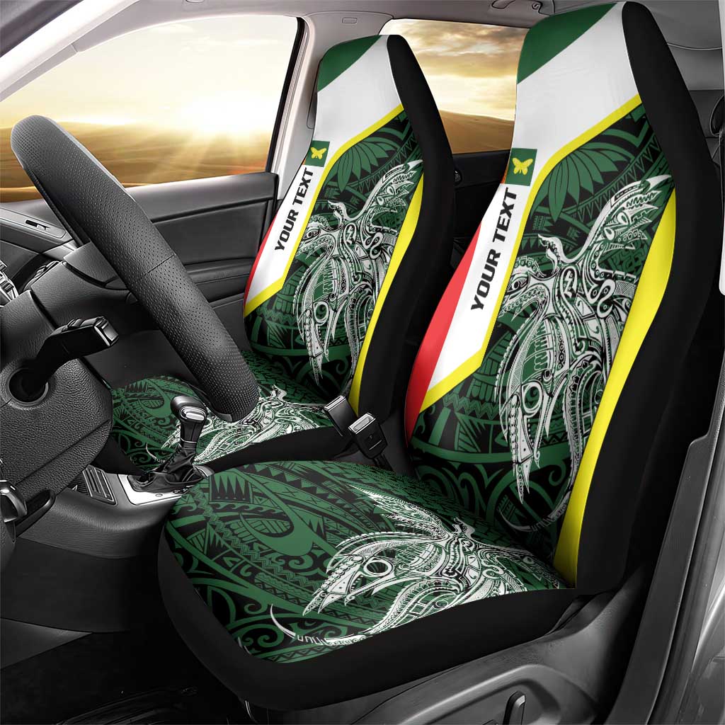 Personalised PNG Oro Province Car Seat Cover Bird of Paradise Tattoo Flag Motif - Polynesian Pride