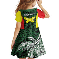Personalised PNG Oro Province Family Matching Long Sleeve Bodycon Dress and Hawaiian Shirt Bird of Paradise Tattoo Flag Motif - Polynesian Pride