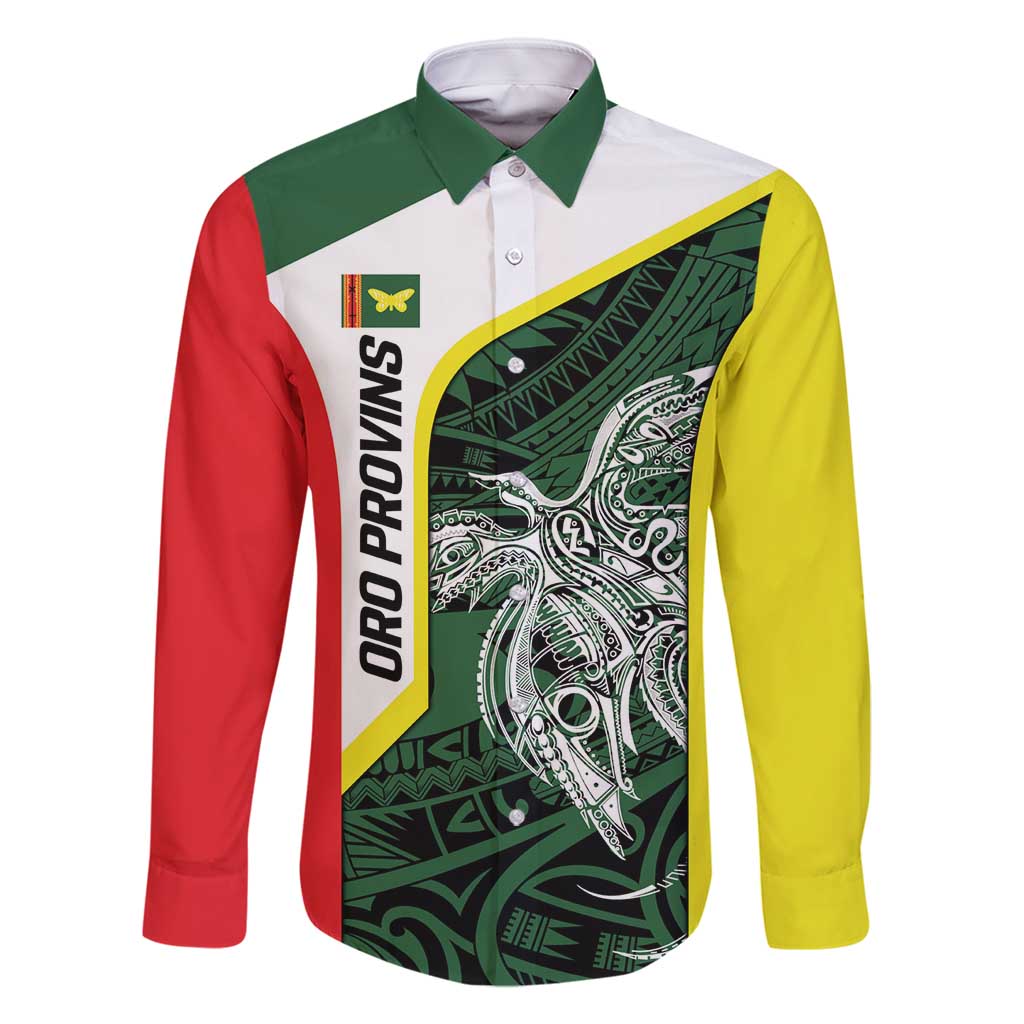 Personalised PNG Oro Province Family Matching Long Sleeve Bodycon Dress and Hawaiian Shirt Bird of Paradise Tattoo Flag Motif - Polynesian Pride