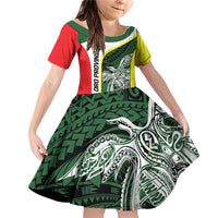 Personalised PNG Oro Province Family Matching Off Shoulder Short Dress and Hawaiian Shirt Bird of Paradise Tattoo Flag Motif - Polynesian Pride