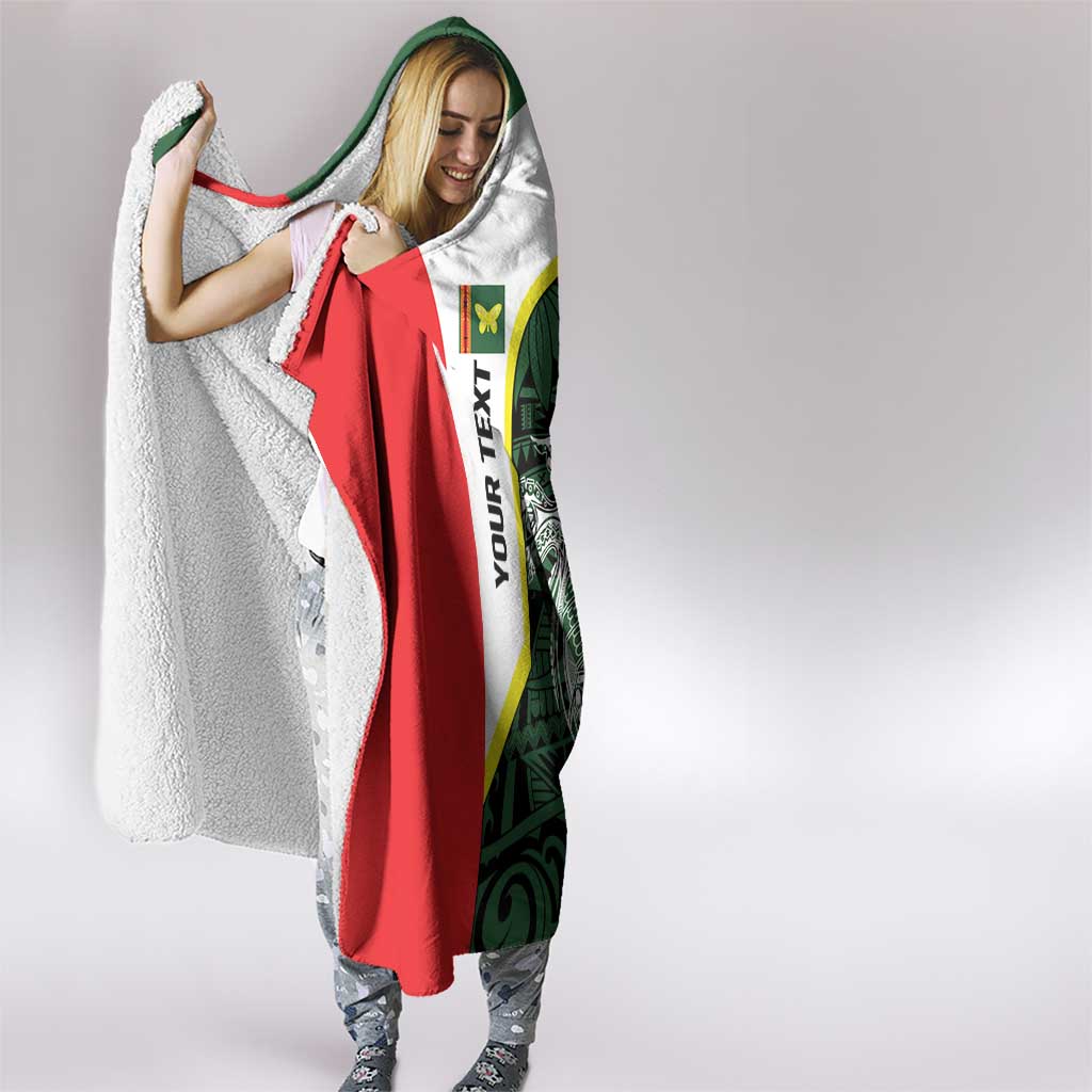 Personalised PNG Oro Province Hooded Blanket Bird of Paradise Tattoo Flag Motif - Polynesian Pride