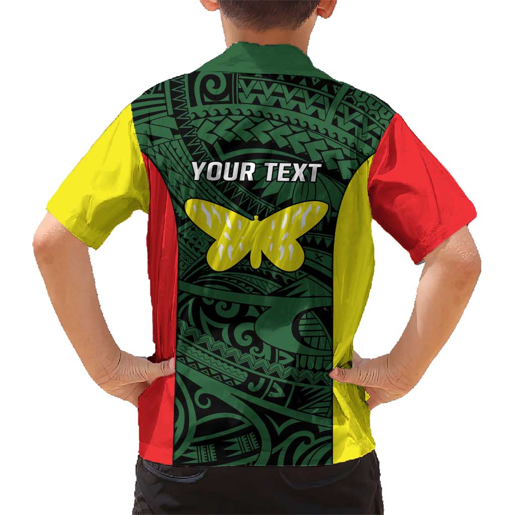 Personalised PNG Oro Province Kid Hawaiian Shirt Bird of Paradise Tattoo Flag Motif - Polynesian Pride