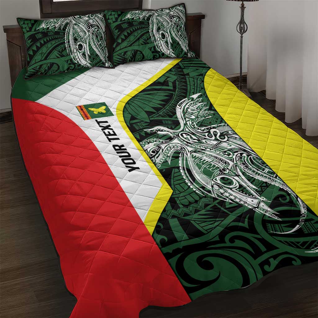 Personalised PNG Oro Province Quilt Bed Set Bird of Paradise Tattoo Flag Motif - Polynesian Pride