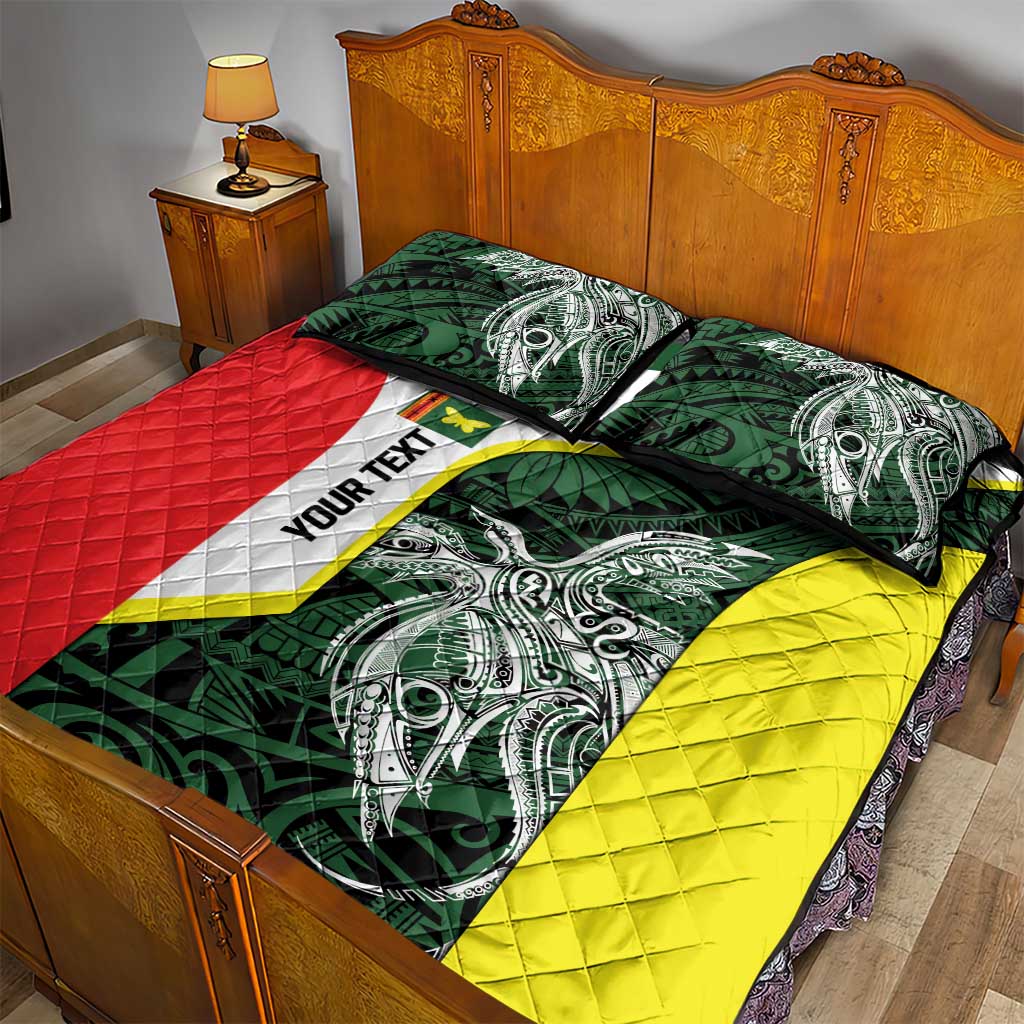 Personalised PNG Oro Province Quilt Bed Set Bird of Paradise Tattoo Flag Motif - Polynesian Pride