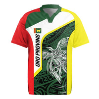 Personalised PNG Oro Province Rugby Jersey Bird of Paradise Tattoo Flag Motif - Polynesian Pride