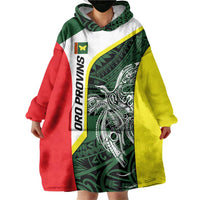 Personalised PNG Oro Province Wearable Blanket Hoodie Bird of Paradise Tattoo Flag Motif - Polynesian Pride