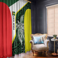 Personalised PNG Oro Province Window Curtain Bird of Paradise Tattoo Flag Motif - Polynesian Pride