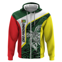 Personalised PNG Oro Province Zip Hoodie Bird of Paradise Tattoo Flag Motif - Polynesian Pride