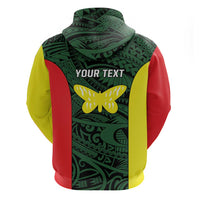 Personalised PNG Oro Province Zip Hoodie Bird of Paradise Tattoo Flag Motif - Polynesian Pride