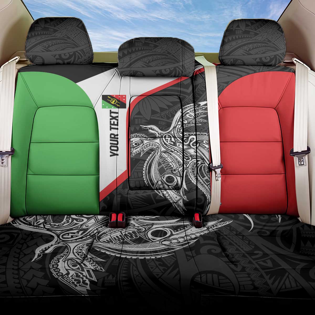 Personalised PNG Southern Highlands Province Back Car Seat Cover Bird of Paradise Tattoo Flag Motif - Polynesian Pride