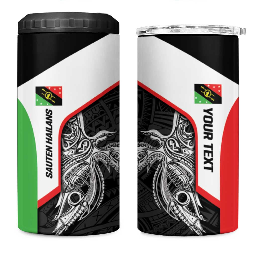 Personalised PNG Southern Highlands Province 4 in 1 Can Cooler Tumbler Bird of Paradise Tattoo Flag Motif - Polynesian Pride