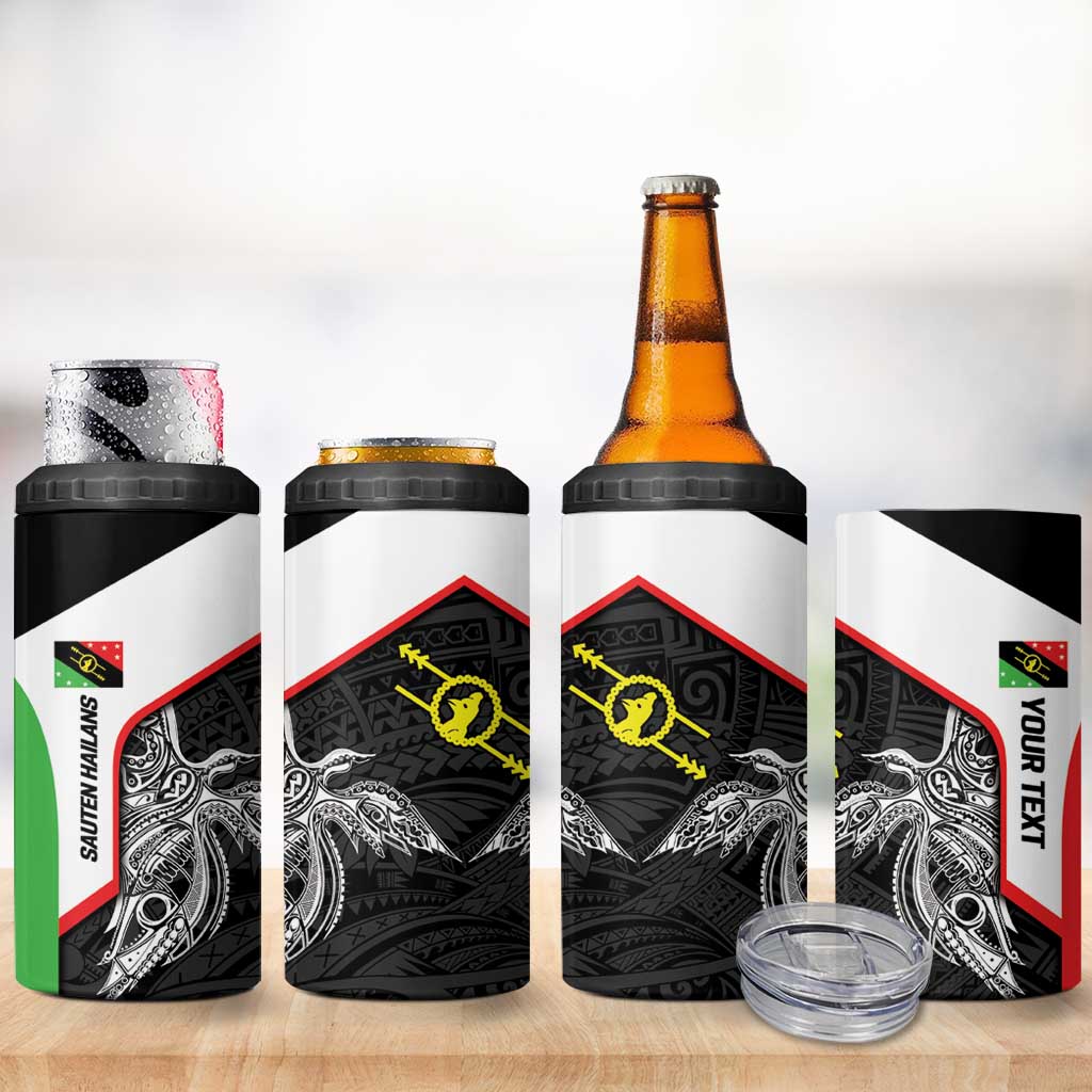 Personalised PNG Southern Highlands Province 4 in 1 Can Cooler Tumbler Bird of Paradise Tattoo Flag Motif - Polynesian Pride