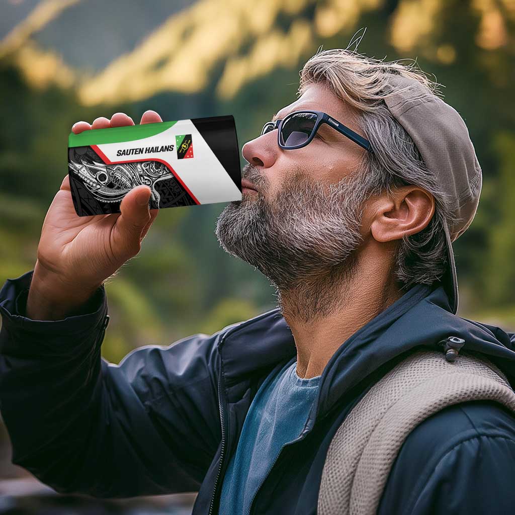 Personalised PNG Southern Highlands Province 4 in 1 Can Cooler Tumbler Bird of Paradise Tattoo Flag Motif - Polynesian Pride