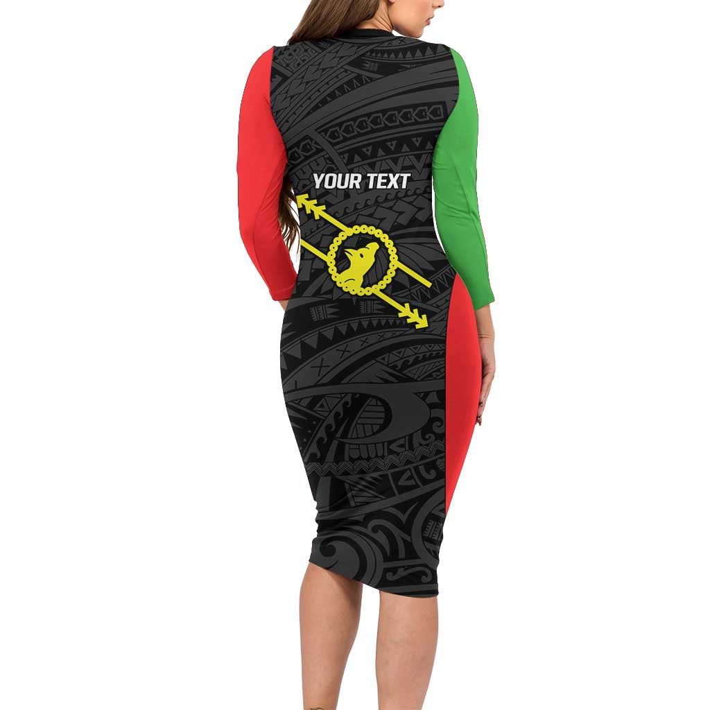 Personalised PNG Southern Highlands Province Family Matching Long Sleeve Bodycon Dress and Hawaiian Shirt Bird of Paradise Tattoo Flag Motif - Polynesian Pride