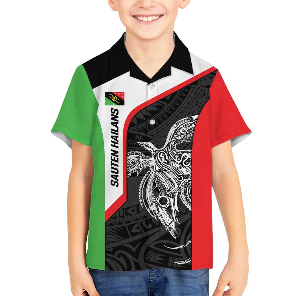 Personalised PNG Southern Highlands Province Family Matching Off Shoulder Maxi Dress and Hawaiian Shirt Bird of Paradise Tattoo Flag Motif - Polynesian Pride