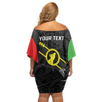 Personalised PNG Southern Highlands Province Family Matching Off Shoulder Short Dress and Hawaiian Shirt Bird of Paradise Tattoo Flag Motif - Polynesian Pride