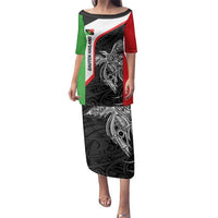 Personalised PNG Southern Highlands Province Family Matching Puletasi and Hawaiian Shirt Bird of Paradise Tattoo Flag Motif - Polynesian Pride