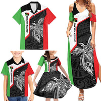 Personalised PNG Southern Highlands Province Family Matching Summer Maxi Dress and Hawaiian Shirt Bird of Paradise Tattoo Flag Motif - Polynesian Pride
