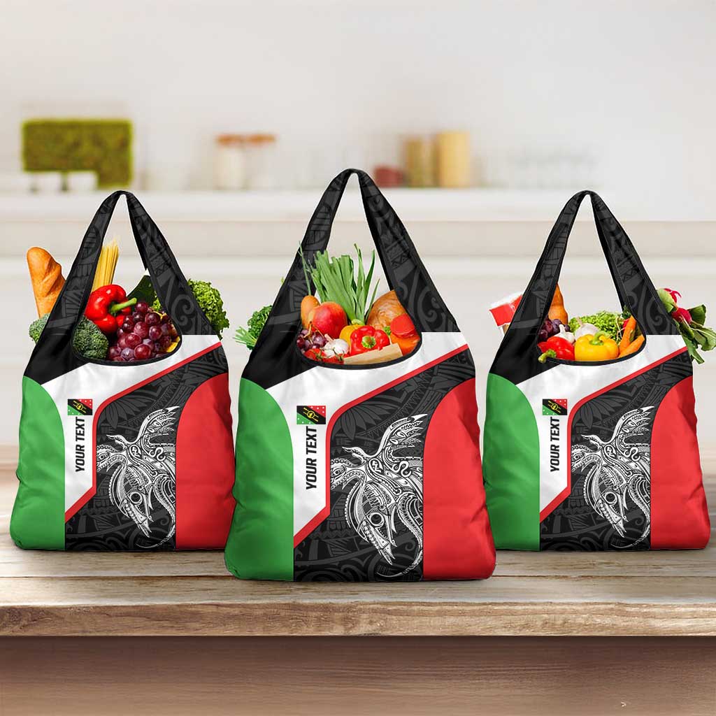 Personalised PNG Southern Highlands Province Grocery Bag Bird of Paradise Tattoo Flag Motif - Polynesian Pride