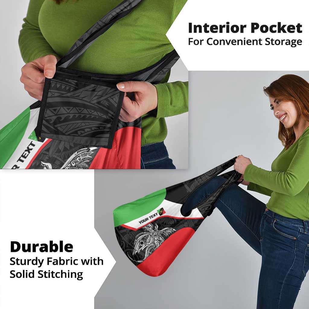 Personalised PNG Southern Highlands Province Grocery Bag Bird of Paradise Tattoo Flag Motif - Polynesian Pride