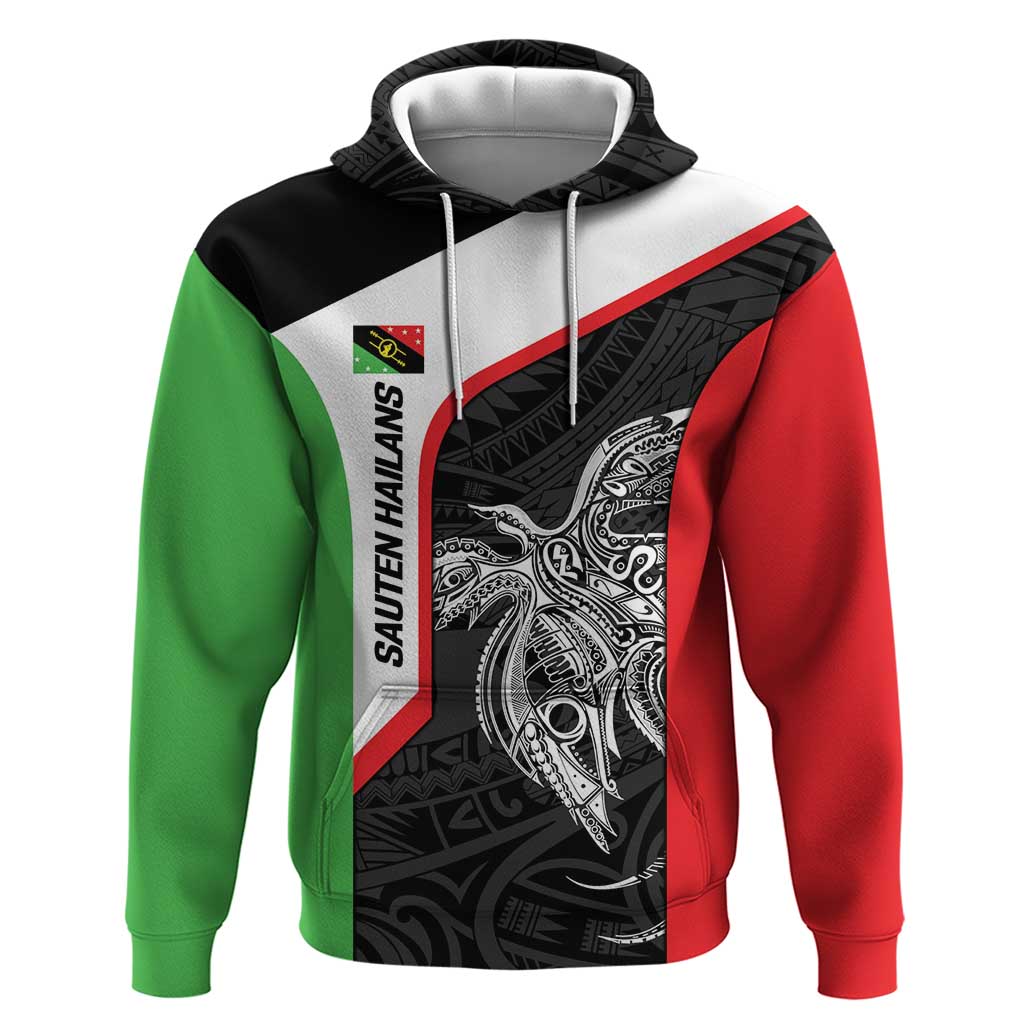Personalised PNG Southern Highlands Province Hoodie Bird of Paradise Tattoo Flag Motif - Polynesian Pride