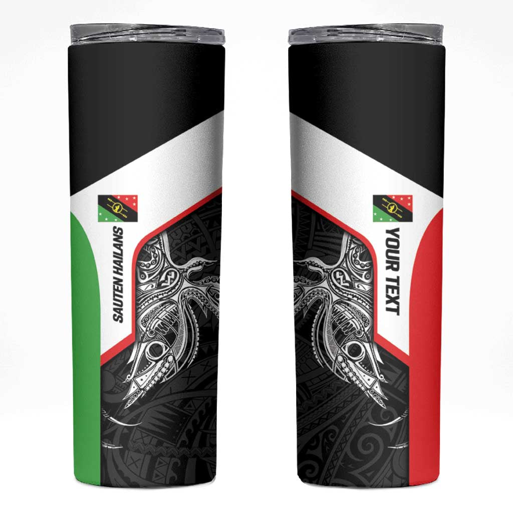 Personalised PNG Southern Highlands Province Skinny Tumbler Bird of Paradise Tattoo Flag Motif - Polynesian Pride