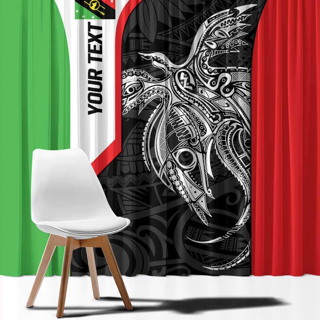 Personalised PNG Southern Highlands Province Window Curtain Bird of Paradise Tattoo Flag Motif - Polynesian Pride