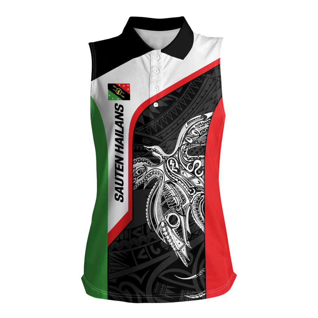 Personalised PNG Southern Highlands Province Women Sleeveless Polo Shirt Bird of Paradise Tattoo Flag Motif LT9 Female Red - Polynesian Pride