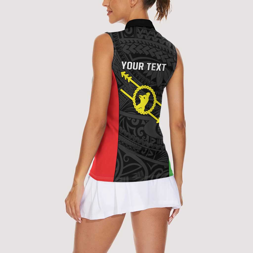 Personalised PNG Southern Highlands Province Women Sleeveless Polo Shirt Bird of Paradise Tattoo Flag Motif LT9 - Polynesian Pride