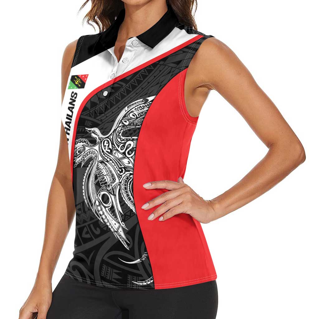 Personalised PNG Southern Highlands Province Women Sleeveless Polo Shirt Bird of Paradise Tattoo Flag Motif LT9 - Polynesian Pride