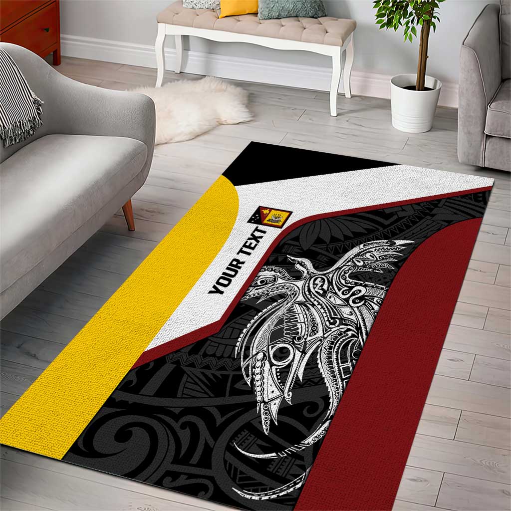 Personalised PNG Western Province Area Rug Bird of Paradise Tattoo Flag Motif - Polynesian Pride