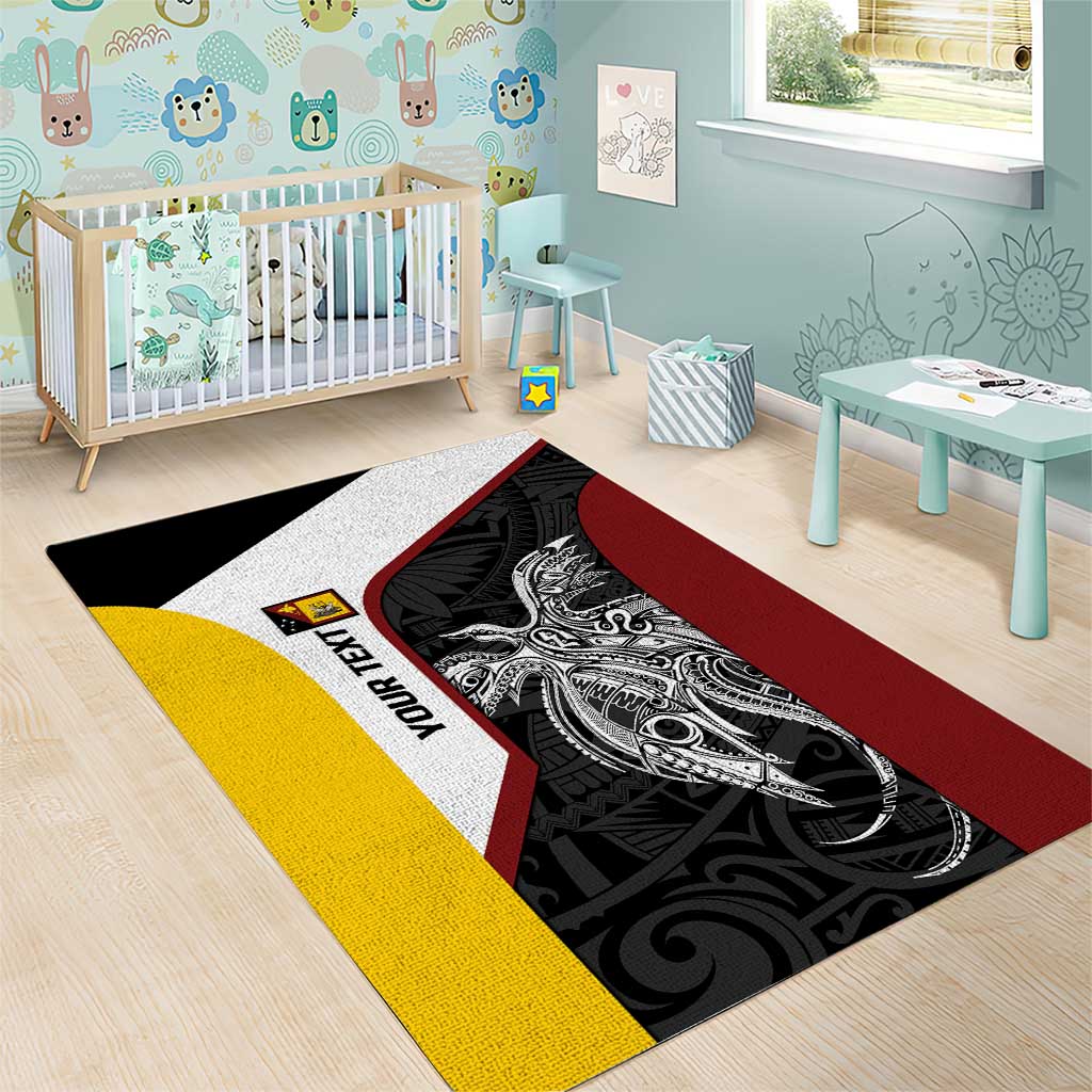 Personalised PNG Western Province Area Rug Bird of Paradise Tattoo Flag Motif - Polynesian Pride