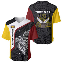 Personalised PNG Western Province Baseball Jersey Bird of Paradise Tattoo Flag Motif - Polynesian Pride