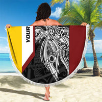 Personalised PNG Western Province Beach Blanket Bird of Paradise Tattoo Flag Motif - Polynesian Pride