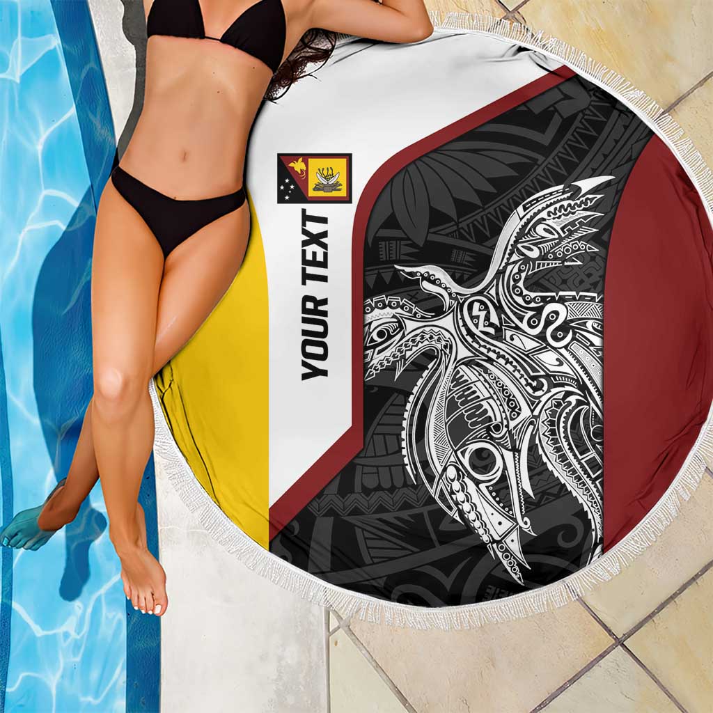 Personalised PNG Western Province Beach Blanket Bird of Paradise Tattoo Flag Motif - Polynesian Pride