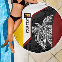 Personalised PNG Western Province Beach Blanket Bird of Paradise Tattoo Flag Motif - Polynesian Pride