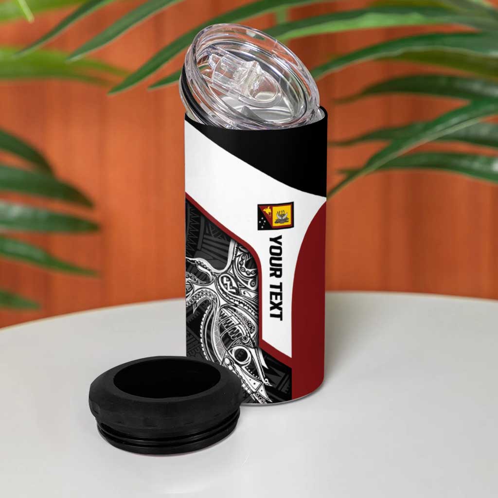 Personalised PNG Western Province 4 in 1 Can Cooler Tumbler Bird of Paradise Tattoo Flag Motif - Polynesian Pride