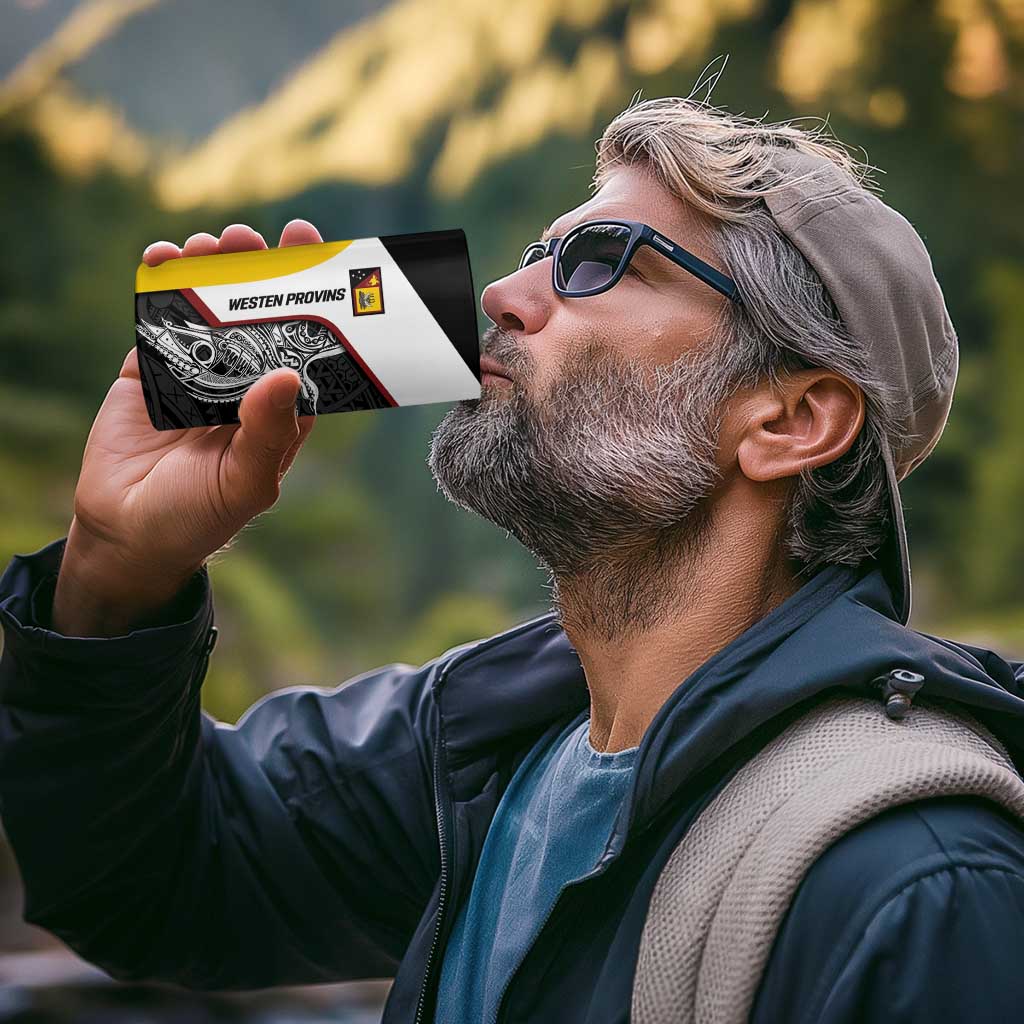 Personalised PNG Western Province 4 in 1 Can Cooler Tumbler Bird of Paradise Tattoo Flag Motif - Polynesian Pride