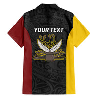 Personalised PNG Western Province Family Matching Long Sleeve Bodycon Dress and Hawaiian Shirt Bird of Paradise Tattoo Flag Motif - Polynesian Pride